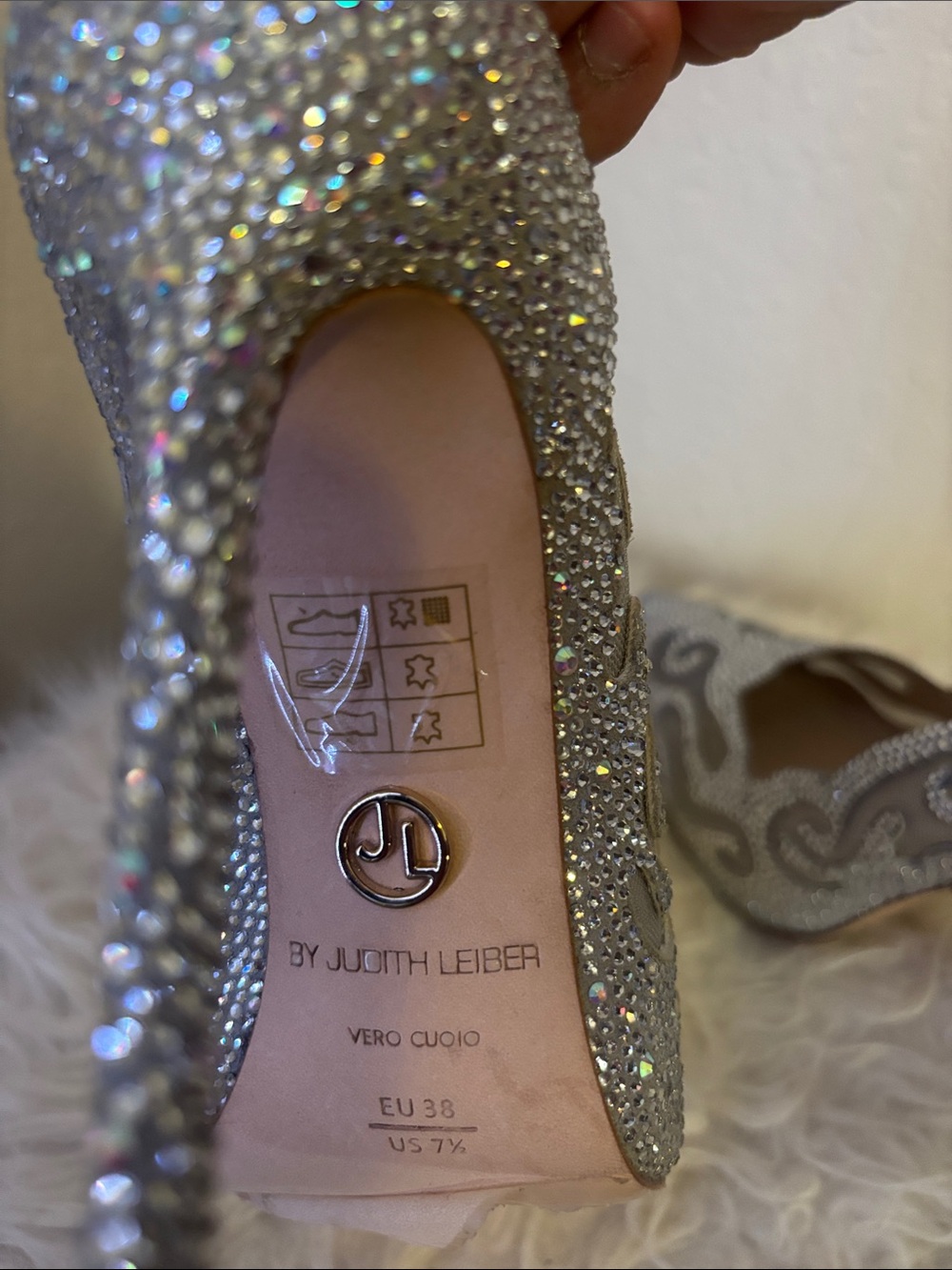 Judith Leiber Silver Crystal Embellished Pointed-Toe Stilettos - Picture 11 of 14